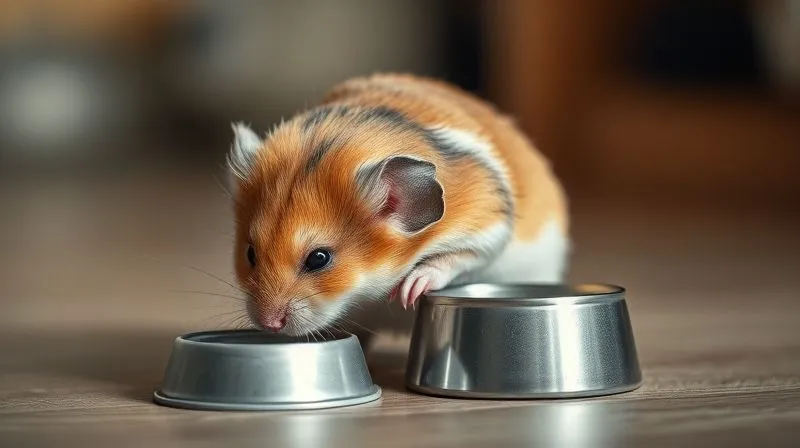 A photorealistic image of an elderly hamster struggling to reach its food bowl, its body slightly hunched, emphasizing the difficulty of movement due to arthritis. The lighting is soft but highlights the pet's discomfort, with a focus on empathy and the challenge of immobility. Professional photography, 8K, cinematic lighting, sharp focus, depth of field, shot on a high-end DSLR. A photorealistic image of an elderly hamster struggling to reach its food bowl, its body slightly hunched, emphasizing the difficulty of movement due to arthritis. The lighting is soft but highlights the pet's discomfort, with a focus on empathy and the challenge of immobility. Professional photography, 8K, cinematic lighting, sharp focus, depth of field, shot on a high-end DSLR.
