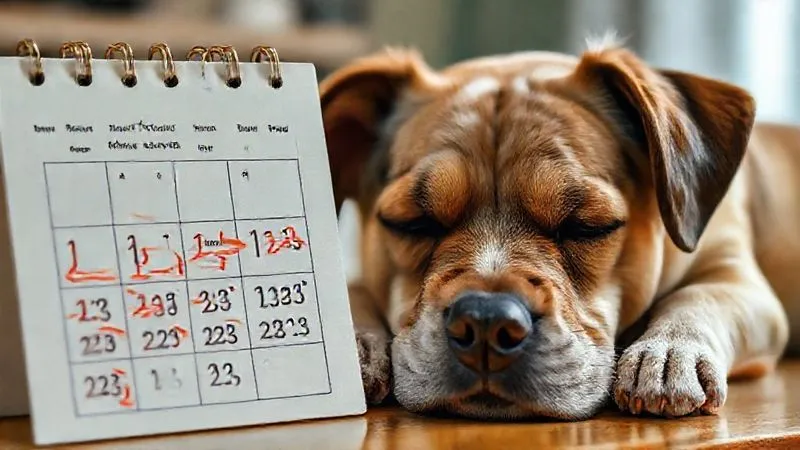 A photorealistic calendar with dates marked for veterinary appointments and medication reminders, emphasizing continuous care. A senior dog is sleeping peacefully in the background. Cinematic lighting, sharp focus, 8K, professional photography. A photorealistic calendar with dates marked for veterinary appointments and medication reminders, emphasizing continuous care. A senior dog is sleeping peacefully in the background. Cinematic lighting, sharp focus, 8K, professional photography.