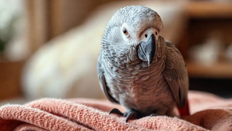 A photorealistic, professional photography shot of an elderly parrot (e.g., an African Grey or Cockatiel) perched gently on a soft, warm towel, its eyes showing a hint of weariness but also a calm demeanor. Soft, diffused cinematic lighting highlights the textures of its feathers. The background is a blurred, warm domestic setting. 8K, sharp focus, depth of field, shot on a high-end DSLR, conveying the bird's fragility and need for gentle care. A photorealistic, professional photography shot of an elderly parrot (e.g., an African Grey or Cockatiel) perched gently on a soft, warm towel, its eyes showing a hint of weariness but also a calm demeanor. Soft, diffused cinematic lighting highlights the textures of its feathers. The background is a blurred, warm domestic setting. 8K, sharp focus, depth of field, shot on a high-end DSLR, conveying the bird's fragility and need for gentle care.