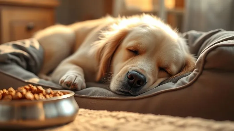 A photorealistic image of an elderly Golden Retriever peacefully sleeping on a comfortable orthopedic dog bed, a ray of warm sunlight illuminating its serene face. A bowl of specialized dog food is subtly visible in the foreground. Professional photography, 8K, cinematic lighting, sharp focus on the dog's face, depth of field, shot on a high-end DSLR. A photorealistic image of an elderly Golden Retriever peacefully sleeping on a comfortable orthopedic dog bed, a ray of warm sunlight illuminating its serene face. A bowl of specialized dog food is subtly visible in the foreground. Professional photography, 8K, cinematic lighting, sharp focus on the dog's face, depth of field, shot on a high-end DSLR.