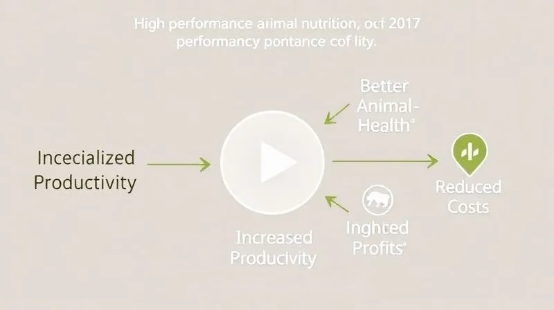 A photorealistic image of a detailed infographic showing the multiple benefits of high-performance animal nutrition, with arrows pointing from 'Specialized Feed' to 'Increased Productivity', 'Better Animal Health', 'Higher Profits', and 'Reduced Costs'. The infographic is clean, modern, and visually appealing, with cinematic lighting and a sharp focus on the data, 8K hyper-detailed, shot on a high-end DSLR. A photorealistic image of a detailed infographic showing the multiple benefits of high-performance animal nutrition, with arrows pointing from 'Specialized Feed' to 'Increased Productivity', 'Better Animal Health', 'Higher Profits', and 'Reduced Costs'. The infographic is clean, modern, and visually appealing, with cinematic lighting and a sharp focus on the data, 8K hyper-detailed, shot on a high-end DSLR.