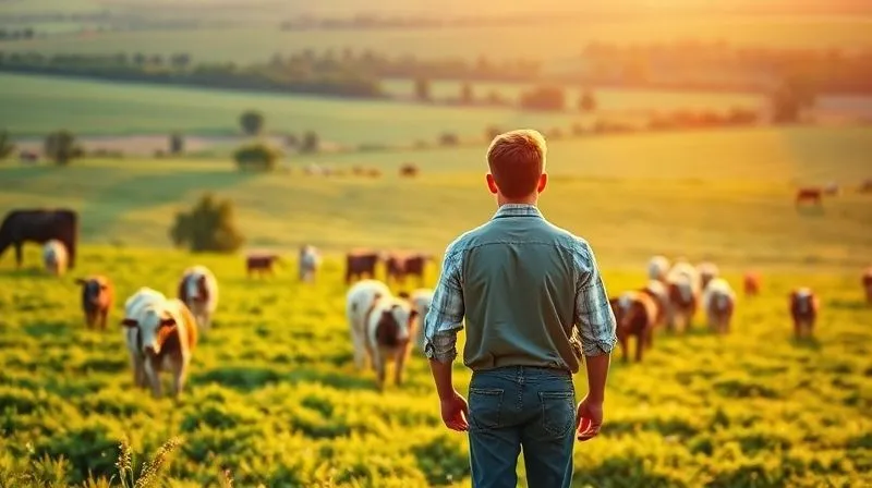 A photorealistic and inspiring image of a prosperous farm at sunrise, with healthy, well-fed livestock grazing peacefully in lush green fields. A confident farmer stands overlooking the scene, symbolizing success and a bright future, achieved through smart investments in animal nutrition. Cinematic lighting, sharp focus on the vibrant landscape, depth of field blurring the distant horizon, 8K hyper-detailed, shot on a high-end DSLR. A photorealistic and inspiring image of a prosperous farm at sunrise, with healthy, well-fed livestock grazing peacefully in lush green fields. A confident farmer stands overlooking the scene, symbolizing success and a bright future, achieved through smart investments in animal nutrition. Cinematic lighting, sharp focus on the vibrant landscape, depth of field blurring the distant horizon, 8K hyper-detailed, shot on a high-end DSLR.