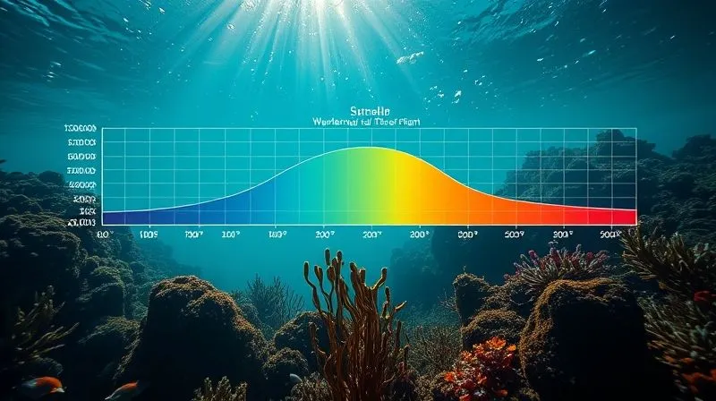 A photorealistic, professional photography, 8K, cinematic lighting, sharp focus, depth of field, shot on a high-end DSLR of a detailed light spectrum chart overlaid on an underwater scene, showing how different wavelengths penetrate and affect aquatic life and plants. Colors are vibrant and scientifically accurate. A photorealistic, professional photography, 8K, cinematic lighting, sharp focus, depth of field, shot on a high-end DSLR of a detailed light spectrum chart overlaid on an underwater scene, showing how different wavelengths penetrate and affect aquatic life and plants. Colors are vibrant and scientifically accurate.