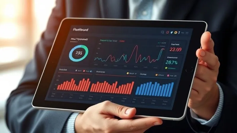 A photorealistic image of a sophisticated health dashboard on a tablet, displaying complex biometric data like heart rate variability, sleep patterns, and stress markers in a clean, professional interface. The tablet is held by a CEO, with a subtle focus on data visualization. Cinematic lighting, sharp focus, depth of field. 8K hyper-detailed, professional photography, shot on a high-end DSLR. A photorealistic image of a sophisticated health dashboard on a tablet, displaying complex biometric data like heart rate variability, sleep patterns, and stress markers in a clean, professional interface. The tablet is held by a CEO, with a subtle focus on data visualization. Cinematic lighting, sharp focus, depth of field. 8K hyper-detailed, professional photography, shot on a high-end DSLR.