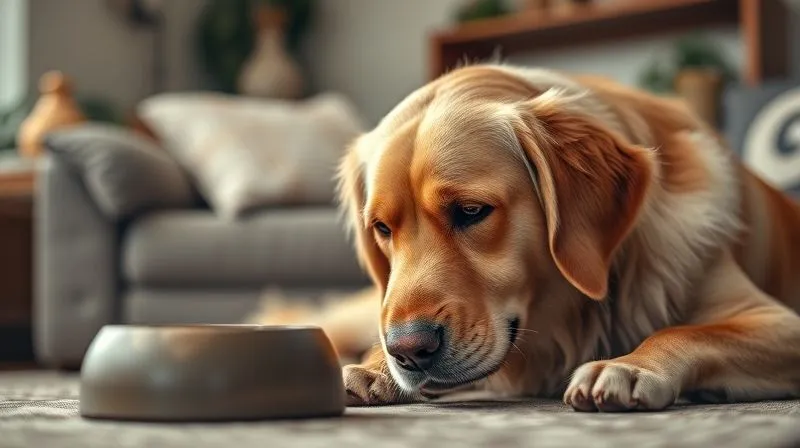 A photorealistic image of a senior dog, a golden retriever with a grey muzzle, gently nudging a puzzle feeder with its nose, focused and calm. The setting is a cozy living room with soft, warm lighting. Professional photography, 8K, cinematic lighting, sharp focus on the dog and toy, depth of field blurring the background, shot on a high-end DSLR. A photorealistic image of a senior dog, a golden retriever with a grey muzzle, gently nudging a puzzle feeder with its nose, focused and calm. The setting is a cozy living room with soft, warm lighting. Professional photography, 8K, cinematic lighting, sharp focus on the dog and toy, depth of field blurring the background, shot on a high-end DSLR.